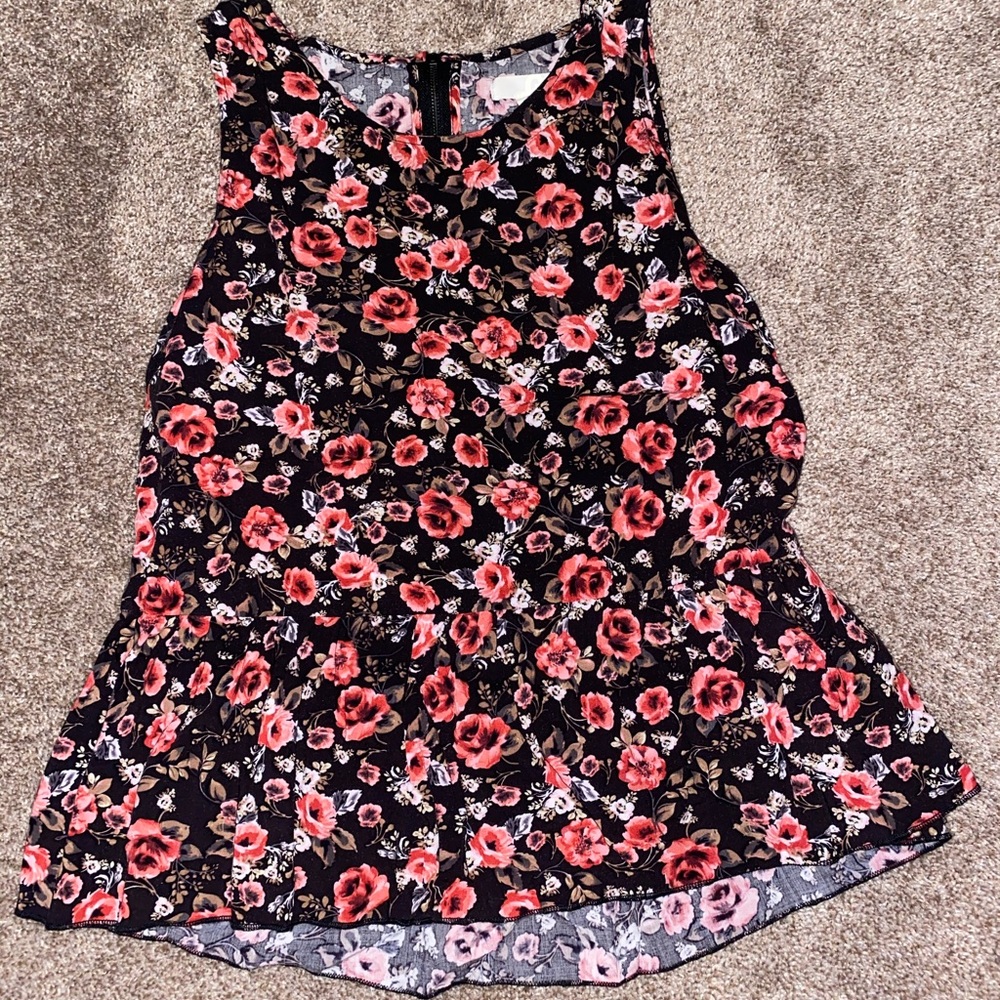 Black floral peplum top